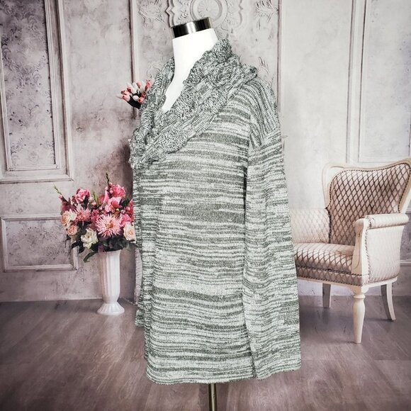 DESIGN365 Heathred Gray Open Cowl Neck Long Sleeve Warm Soft Sweater Size Large - Picture 6 of 9